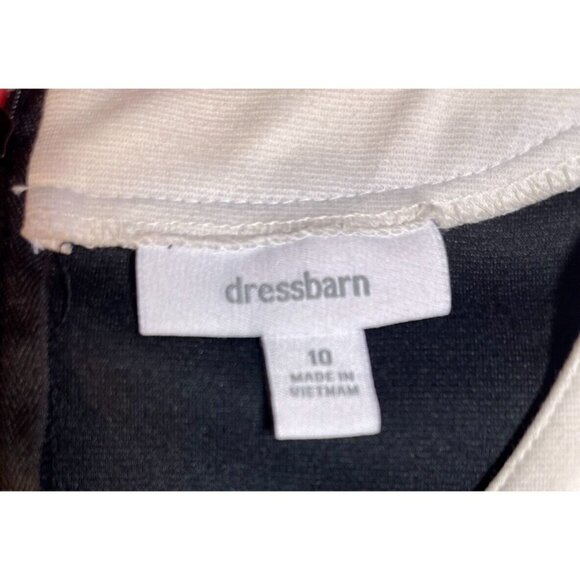 Dressbarn 10 Black Zip Back Vanilla Trim Round Neck Sleeveless Above Knee Dress - Picture 5 of 5